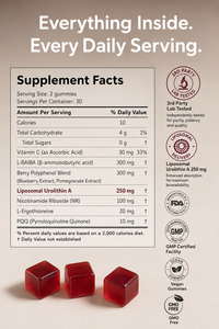 NAO Liposomal Urolithin A Gummies for Healthy Aging, Cellular Energy & Mitochondrial Support