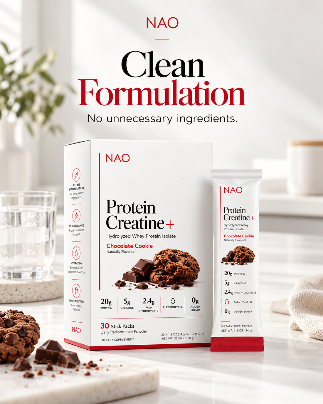 NAO Clear Protein Creatine+ — 20g Clear Whey Isolate + 5g Creatine + Electrolytes